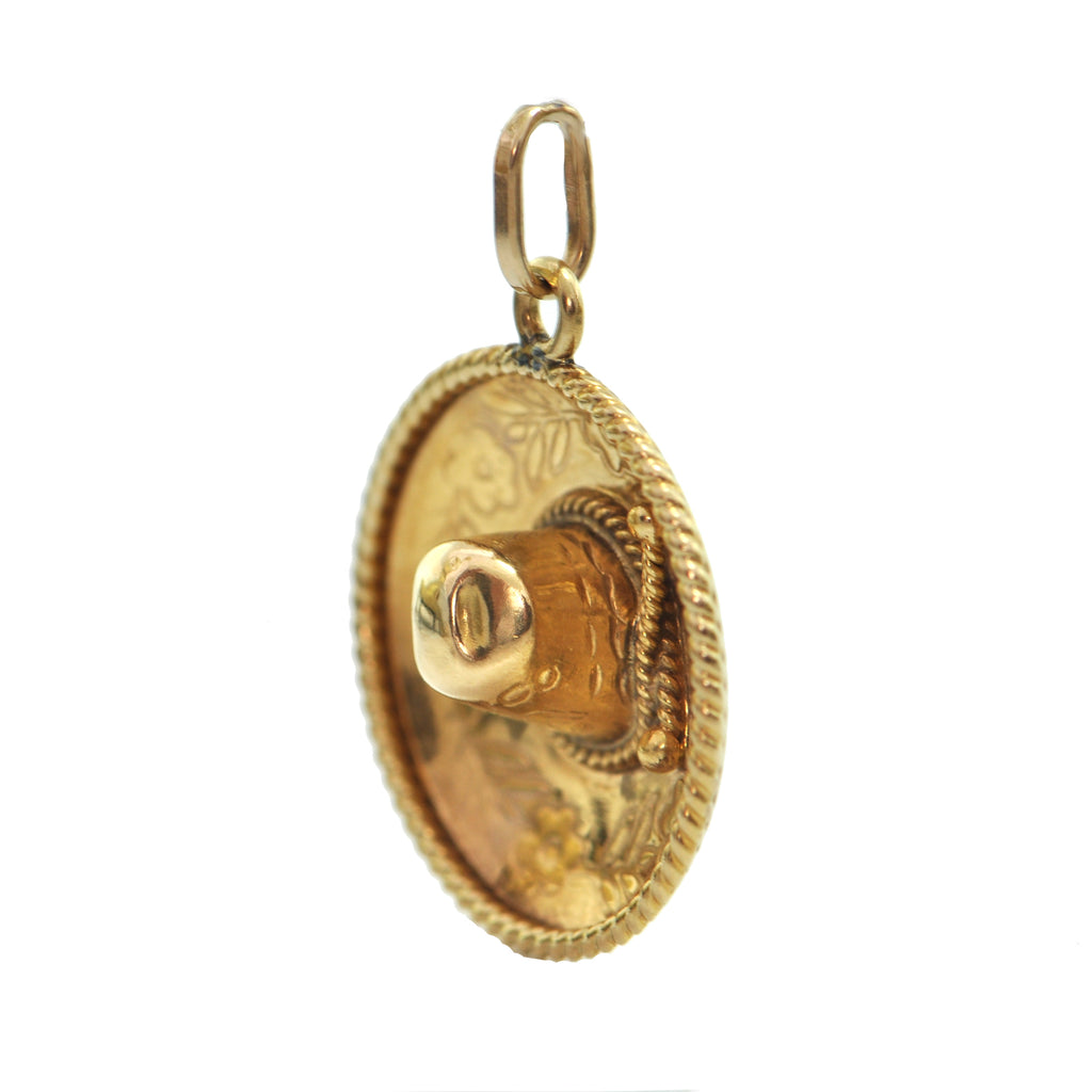 Vintage 18K Yellow Gold Sombrero Charm + Montreal Estate Jewelers