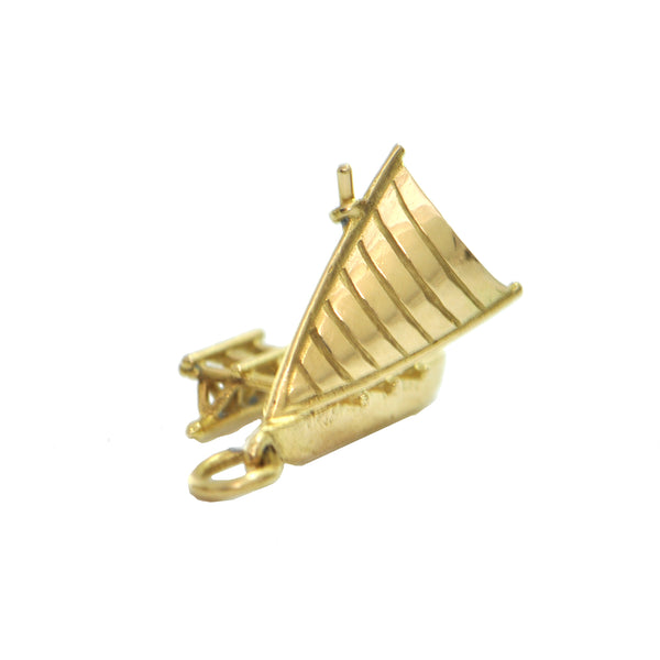 Vintage 18K Yellow Gold Catamaran Boat Charm + Montreal Estate Jewelers