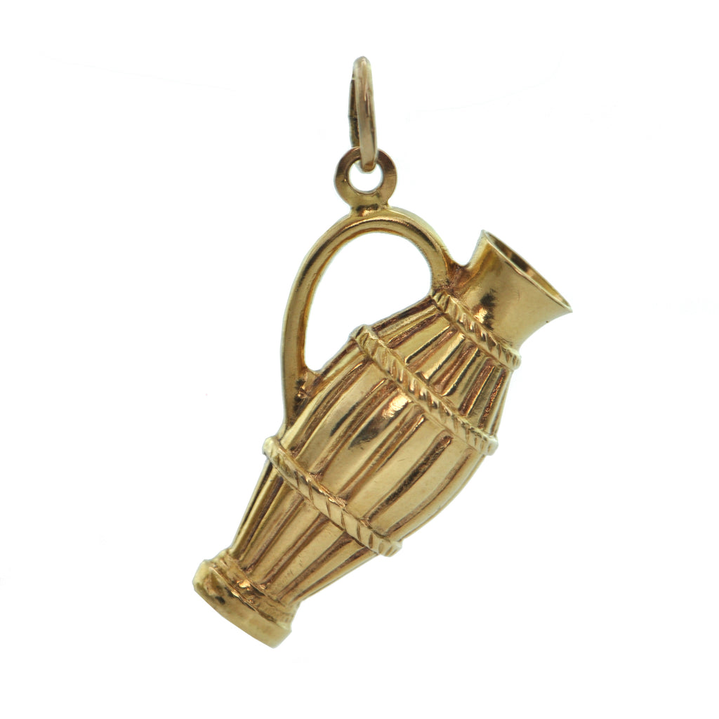  Vintage 18K Yellow Gold Wine Jug Charm + Montreal Estate Jewelers