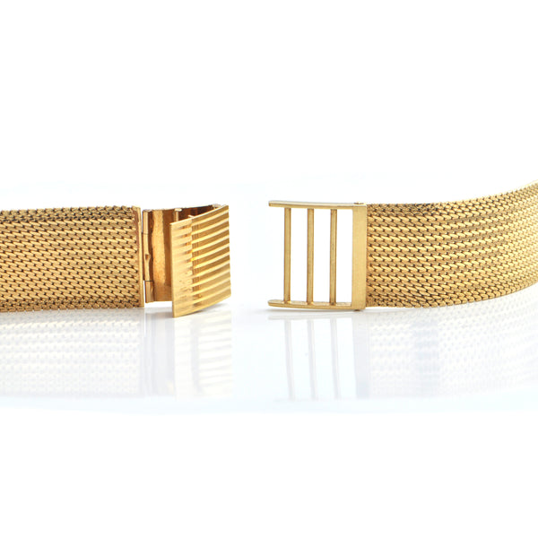 Italian Milanese Mesh 18K Yellow Gold Watch Strap + Montreal Estate Jewelers