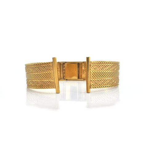 Italian Milanese Mesh 18K Yellow Gold Watch Strap + Montreal Estate Jewelers