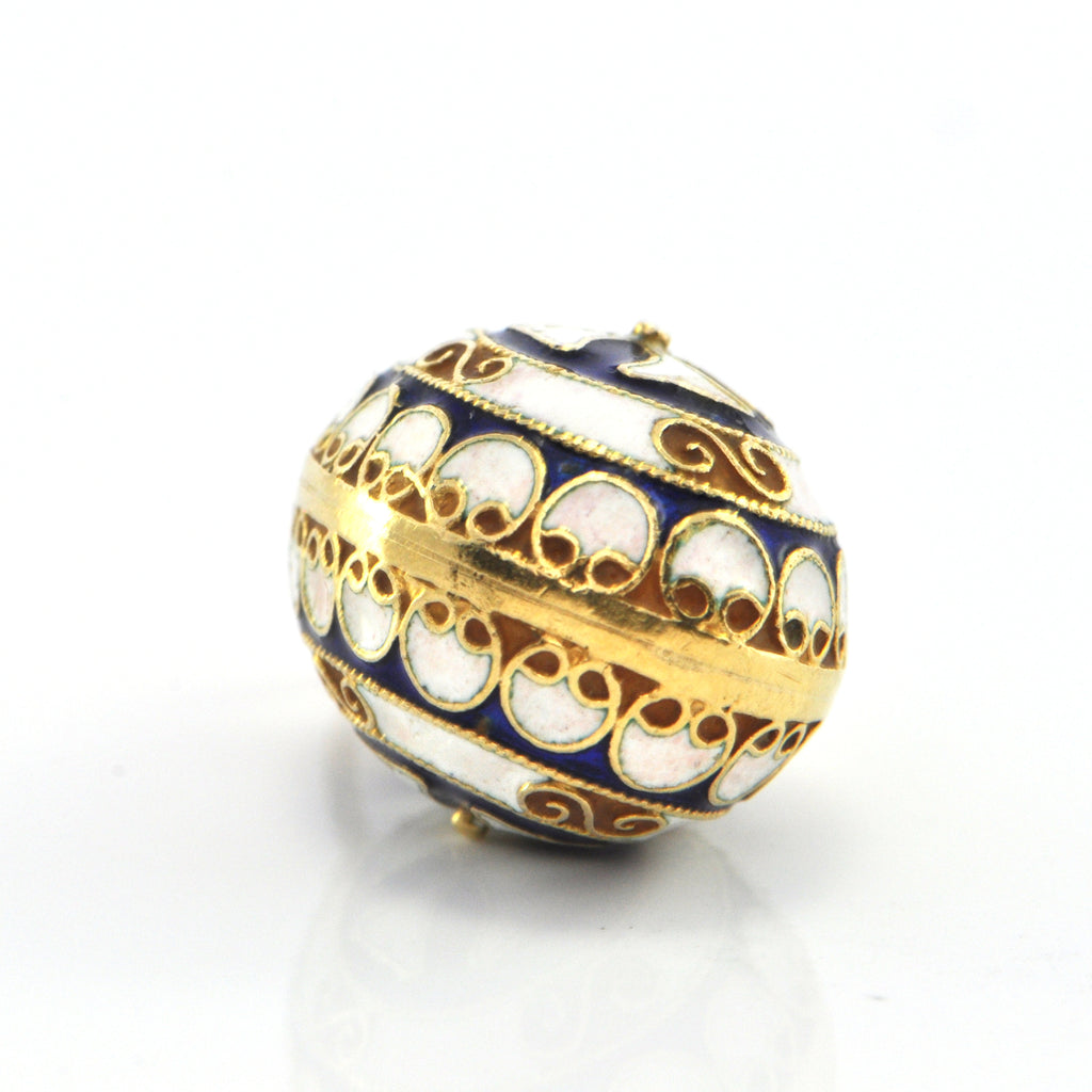 Vintage 18K Yellow Gold and Enamel Egg Charm + Montreal Estate Jewelers