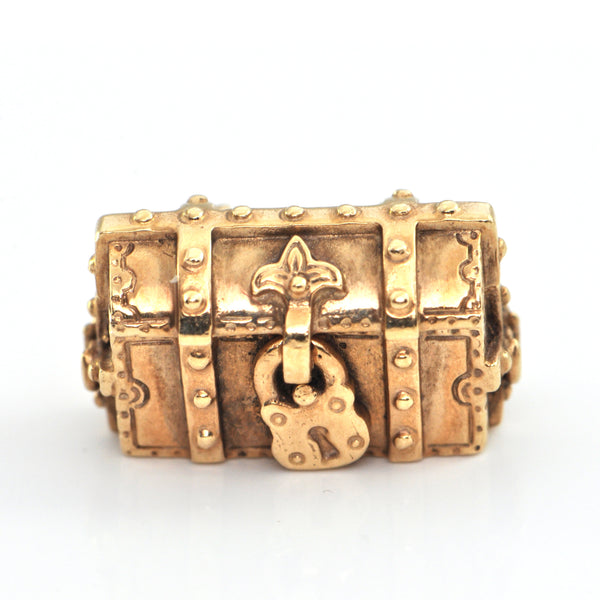 Vintage 14K Yellow Gold Treasure Chest Charm + Estate Jewelers