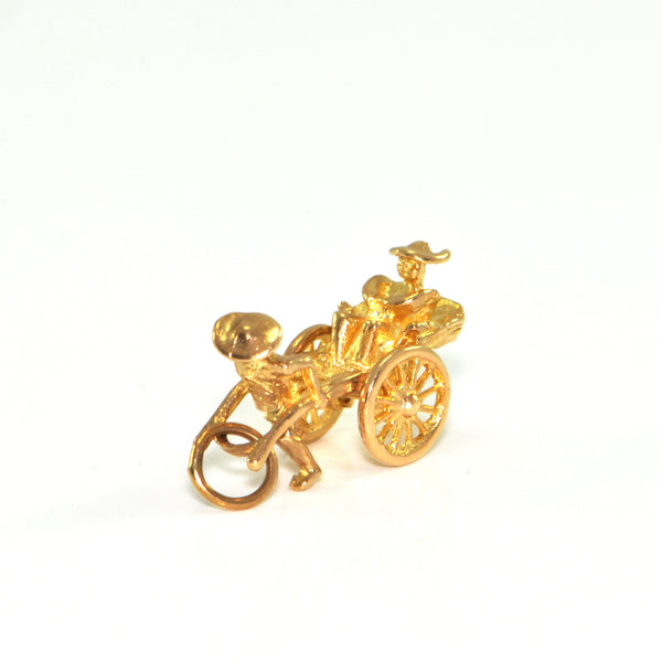 Vintage 14K Yellow Gold Rickshaw Charm + Montreal Estate Jewelers