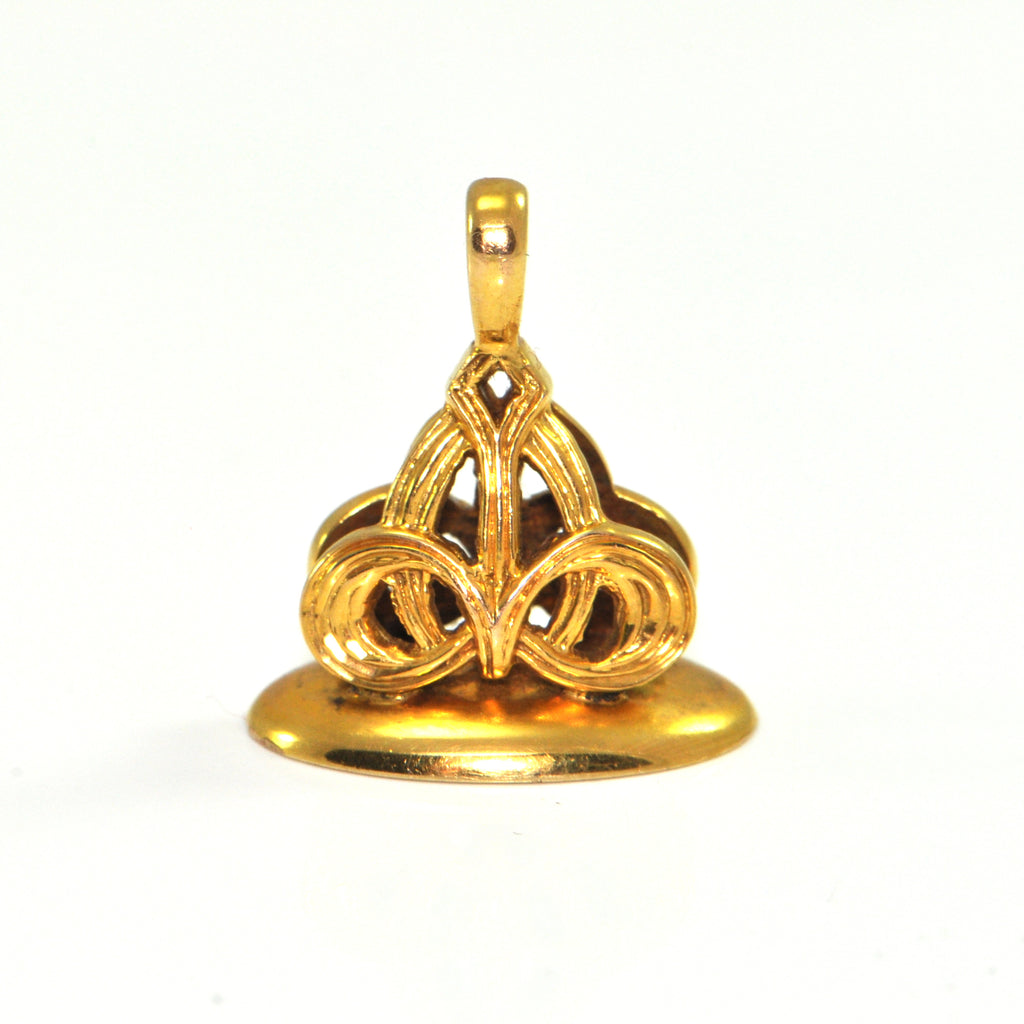 Vintage 14K Yellow Gold Celtic Knot Seal Fob Charm Pendant + Montreal Estate Jewelers