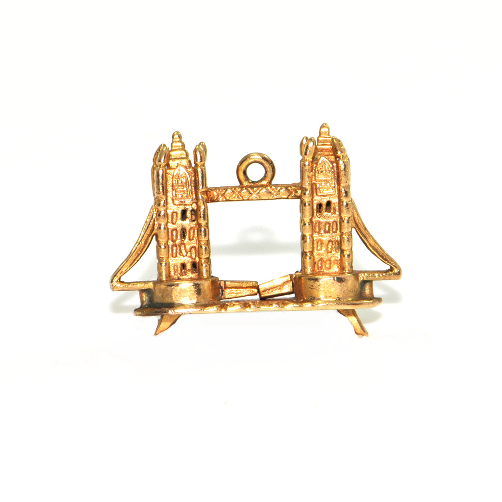 Vintage 9K Yellow Gold London Tower Bridge Charm + Montreal Estate Jewelers