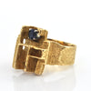 Vintage Geometric 18K Yellow Gold and 0.73CT Sapphire Ring + Montreal Estate Jewelers