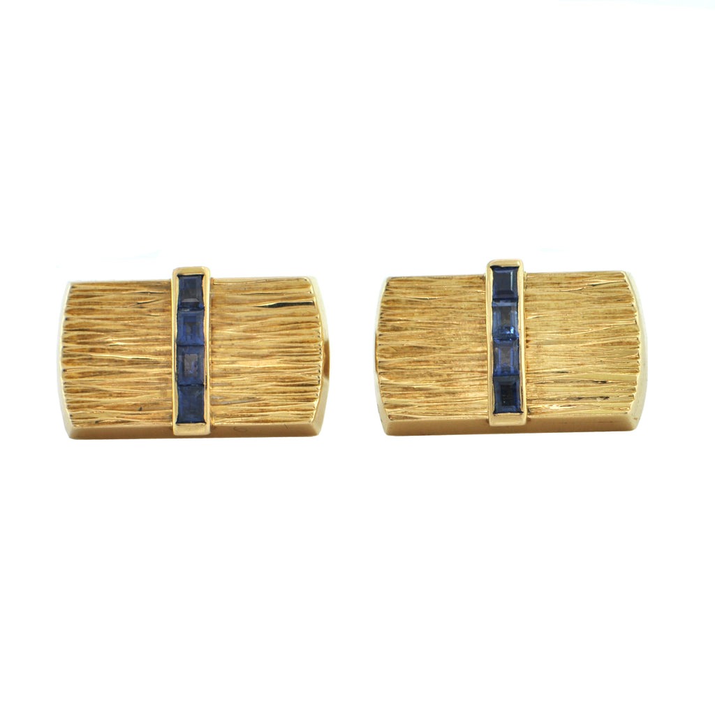 PAASH Sapphire 18k Yellow Gold Cufflinks + Montreal Estate Jewelers