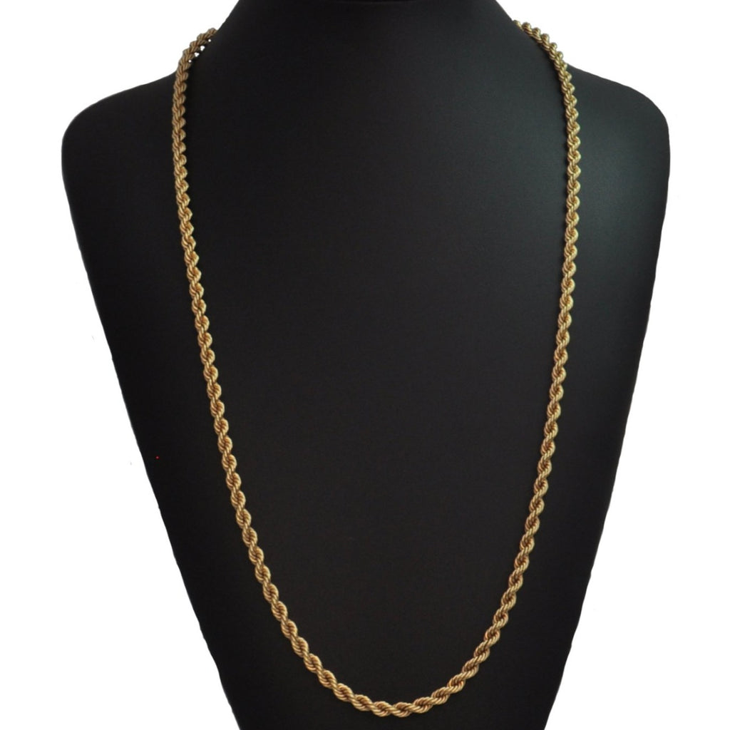 18K Yellow Gold Rope Link Necklace 30