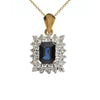Sapphire and Diamond 14K White and Yellow Gold Pendant + Montreal Estate Jewelers
