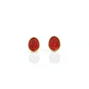 Natural Red Coral 14K Yellow Gold Stud Earrings + Montreal Estate Jewelers