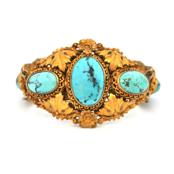 Antique French Vermeil Turquoise Bracelet + Montreal Estate Jewelers