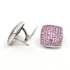 4.86 ct Pink Sapphire cluster earrings in 18k white gold C. 1960's, montreal estate jeweller