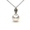 0.08CT Diamond and 11 mm Pearl 18K White Gold Pendant + Montreal Estate Jewelers