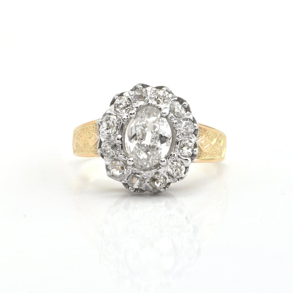 1.75cts Antique Oval old mine cut diamond ring Circa 1880 - GIA certified , Montreal estate jewellers