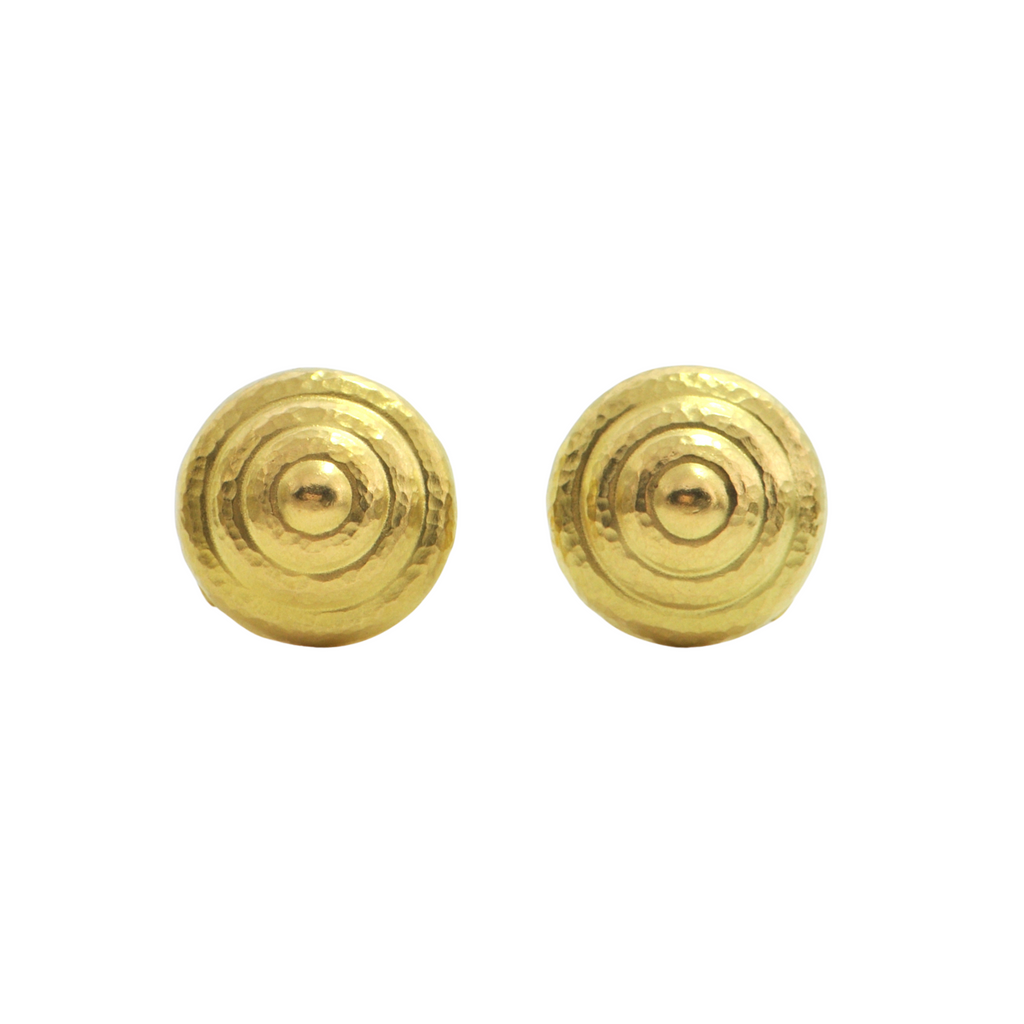 Vintage hand made 22K Yellow Gold Round Clip Earring + Montreal Estate Jewelers