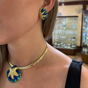 Vintage Diamond and Enamel 18K Gold Shell Clip-On Earrings