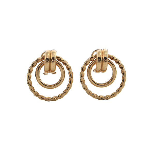 Vintage 14K Gold Doorknocker Style Earrings