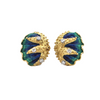 Vintage Diamond and Enamel 18K Gold Shell Clip-On Earrings  + Montreal Estate Jewelers