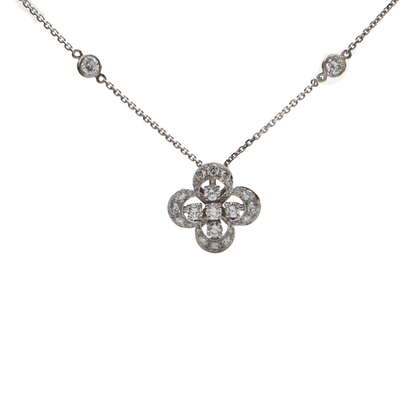 Daisy Exclusive 18K White Gold Diamond Quatrefoil Necklace + Montreal Estate Jewelers