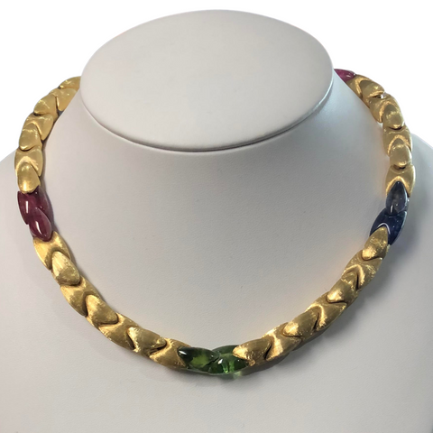 Marco Bicego 18K Yellow Gold and Tourmaline Necklace C.2000 + Montreal Estate Jewelers