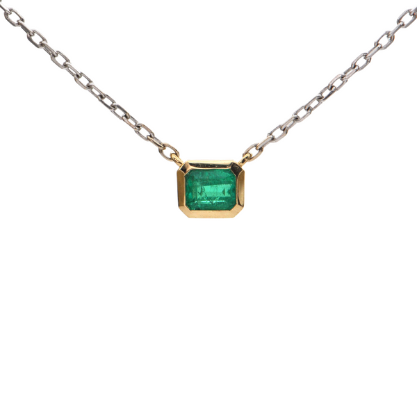 Daisy Exclusive Emerald Two-Toned Gold Necklace + Montreal Estate Jewelers