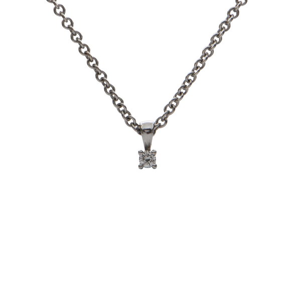 Birks Solitaire Diamond Pendant Necklace + Montreal Estate Jewelers