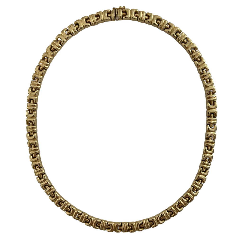 Italian Gold Fancy Link Choker Necklace + Montreal Estate Jewelers