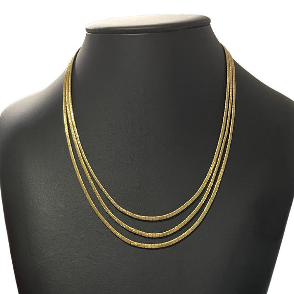 Vintage Italian Gold Three-Strand Serpentine Link Necklace + Montreal Estate Jewelers