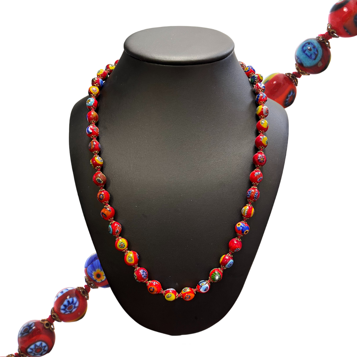 Vintage Murano Millefiori Red Glass Bead Necklace– Daisy Exclusive