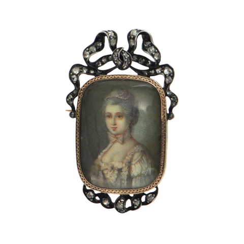 Antique Georgian Diamond-Set Portrait Miniature Brooch/Pendant + Montreal Estate Jewelers