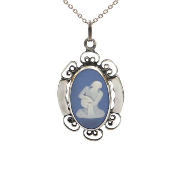 Vintage Wedgwood Cameo Sterling Silver Pendant C.1954 + Montreal Estate Jewelers