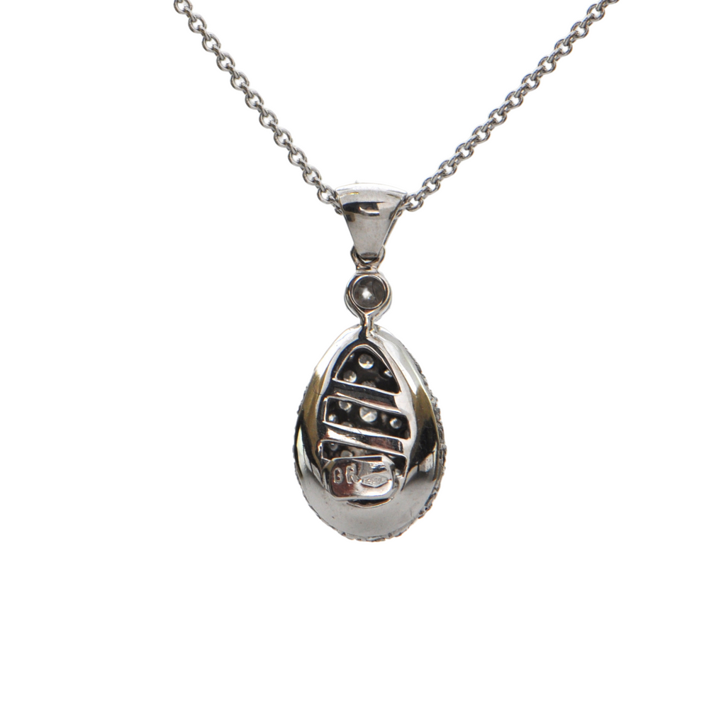 Estate Diamond 18K White Gold Egg Pendant + Montreal Estate Jewelers