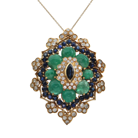 Retro Multi-Gemstone Pendant/Brooch (C.1950) + Montreal Estate Jewelers