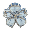 Vintage Carved Italian Blue Topaz and Diamond18k White Gold Flower Pendant/Brooch + Montreal Estate Jewelers