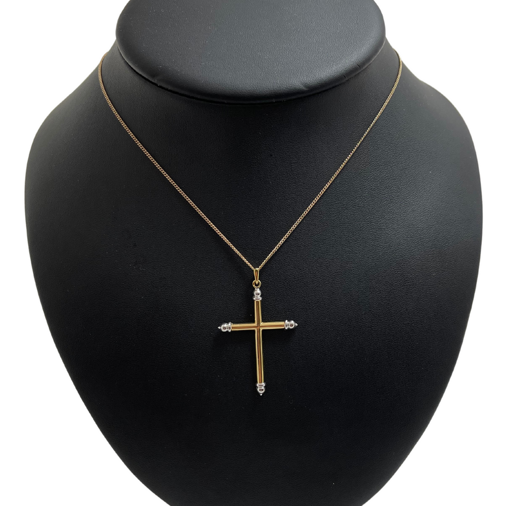 Vintage 18K Two-Toned Gold Cross Pendant + Montreal Estate Jewelers