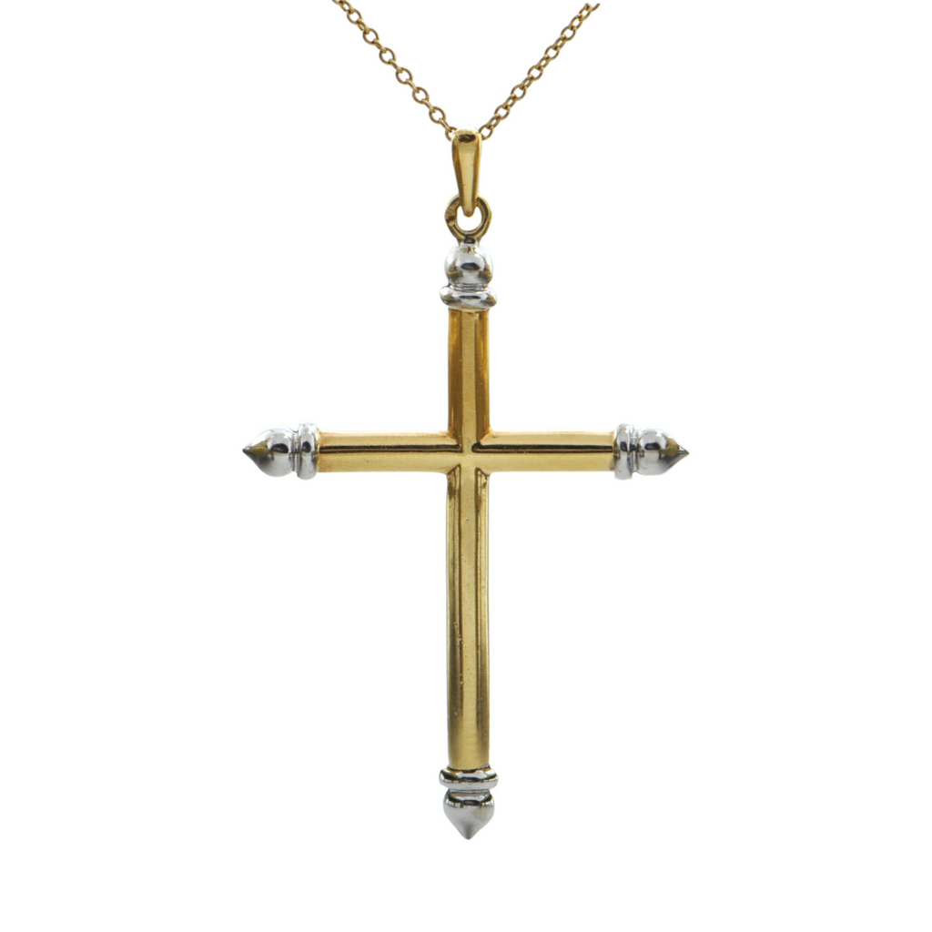 Vintage 18K Two-Toned Gold Cross Pendant + Montreal Estate Jewelers