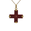 Vintage 18k Yellow Gold Quartzite Cross Pendant + Montreal Estate Jewelers