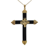 Vintage 14K Yellow Gold and Onyx Cross Pendant + Montreal Estate Jewelers