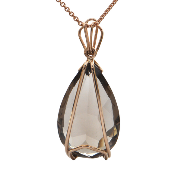 Vintage 14K Rose Gold Smoky Quartz Pendant + Montreal Estate Jewelers