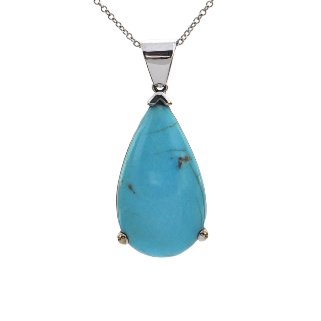 Daisy Exclusive Persian Turquoise 14K White Gold Pendant + Montreal Estate Jewelers