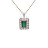 Vintage Emerald and Diamond 18K Two-Toned Gold Pendant + Montreal Estate Jewelers