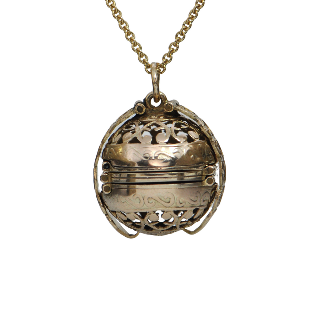 Vintage 14K Gold Orb Locket C.1930's + Montreal Estate Jewelers