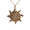 Late Victorian14K Gold and Seed Pearl Starburst Pendant/Brooch + Montreal Estate Jewelers