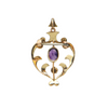 Edwardian Amethyst and Seed Pearl 14K Yellow Gold Pendant + Montreal Estate Jewelers
