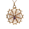 Vintage Pearl and Amethyst 14k Gold Spider and Web Pendant + Montreal Estate Jewelers