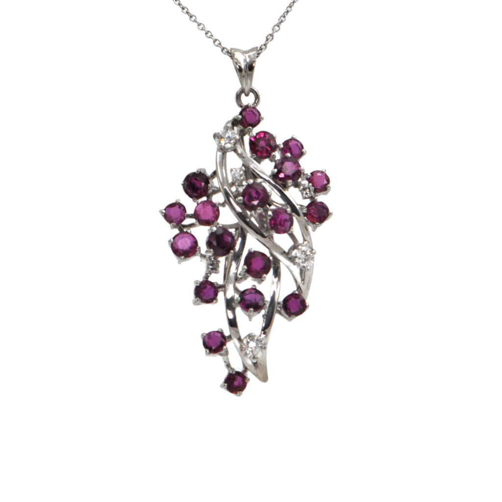 Estate Diamond and Ruby 14k Gold Pendant + Montreal Estate Jewelers