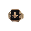 Vintage Masonic 14K Yellow Gold Onyx Signet Ring + Montreal Estate Jewelers