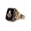 Vintage Masonic 14K Yellow Gold Onyx Signet Ring + Montreal Estate Jewelers