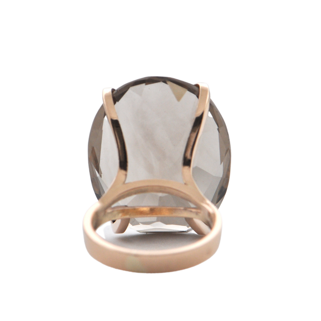 Retro 14K Rose Gold 40CT Smoky Quartz Ring + Montreal Estate Jewelers